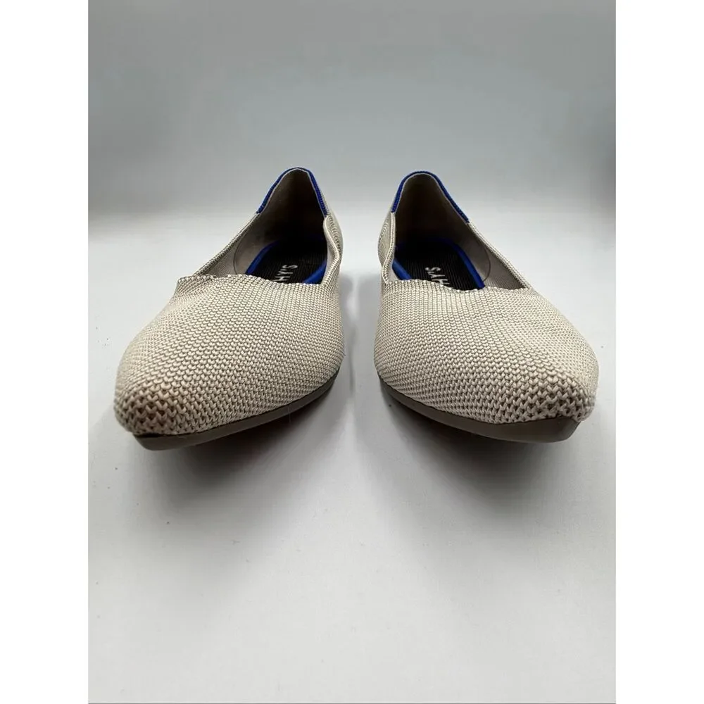Rothy’s The Point Flax Birdseye Grey Flats Blue Trim Women’s 8.5 Retired Rare